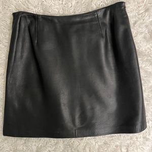 100% Black Leather Skirt